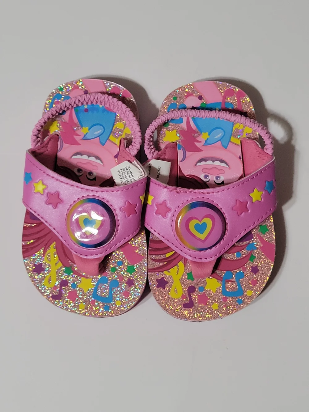 Title: DreamWorks Trolls Pink Glitter Flip Flops Sandals Girls Size 5/6